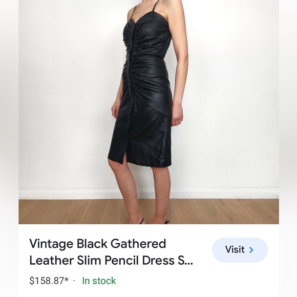 Sexy Leather Y2K Snap Front Dress - Picture 8 of 9